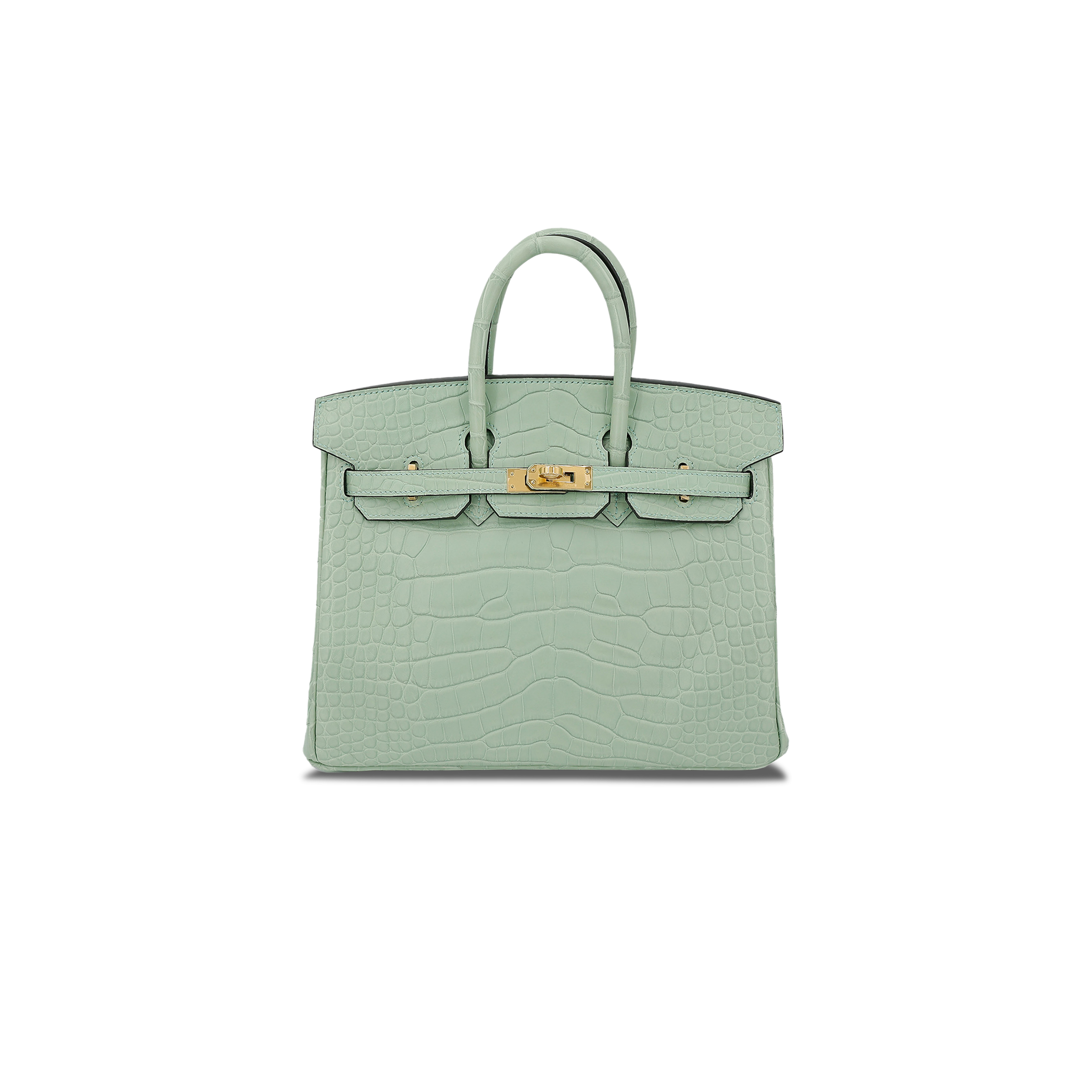 H**mes master birkin 25 mint green alligator matte gold buckle 7419337628 (25*19*13cm)